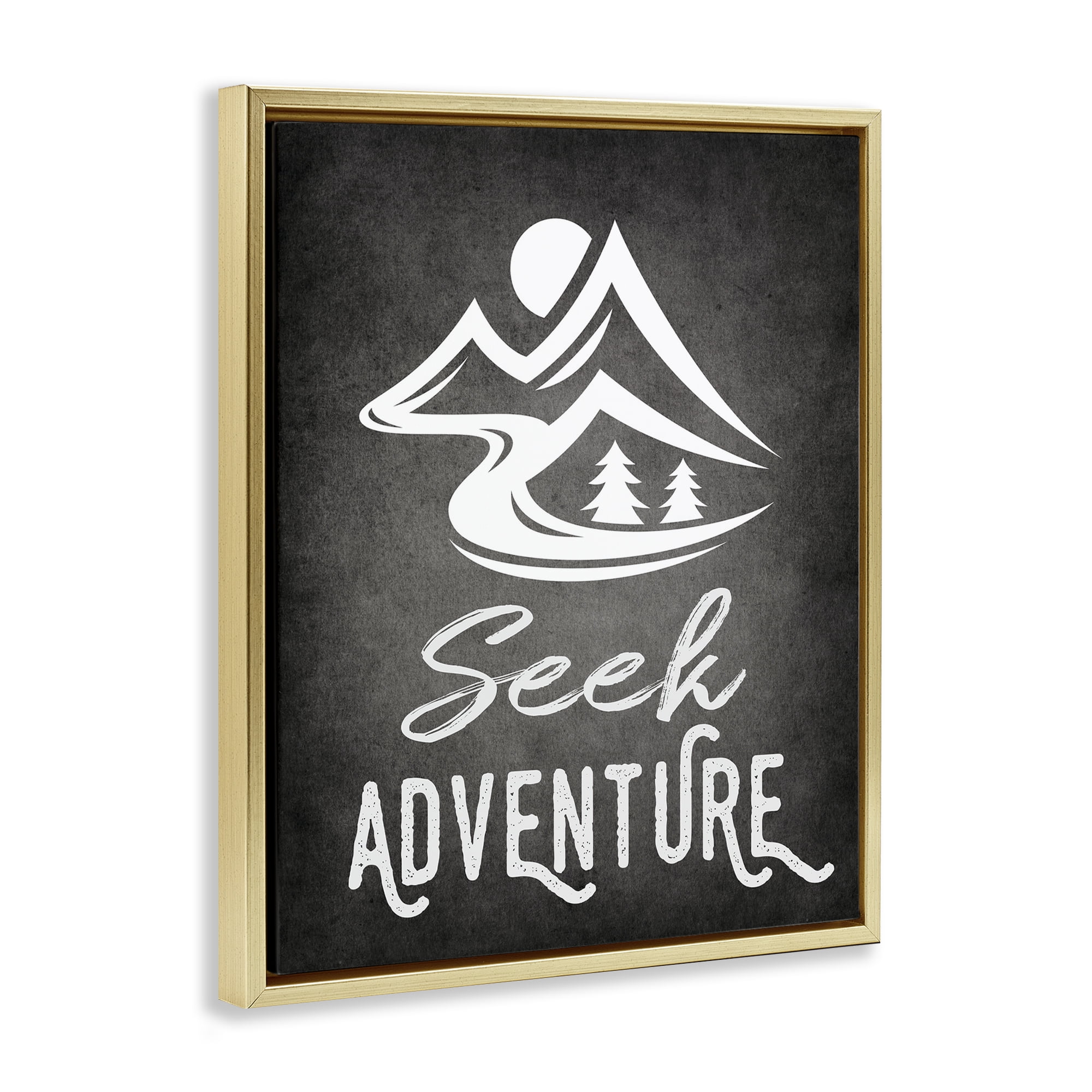 Stupell Industries Seek Adventure Phrase Typography Painting Gold Floater Framed Canvas Art Print Wall Art, 25 x 31