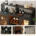 thumbnail image 2 of Luku Bar / Liquor Cabinet with Power Outlets Led Lights and Glass Holder, for Home, Kitchen, Black, 2 of 6