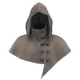 thumbnail image 2 of Medieval Hooded Cloak For Men, Renaissance Cowl Shawl Scarf, Halloween Festival Short Poncho Cape Accessories, 2 of 7