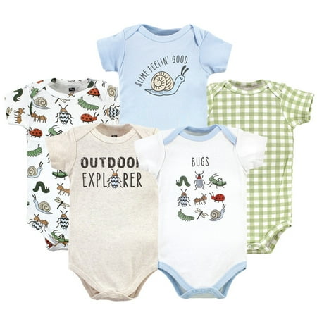 

Hudson Baby Unisex Baby Cotton Bodysuits Bugs 5-Pack 6-9 Months