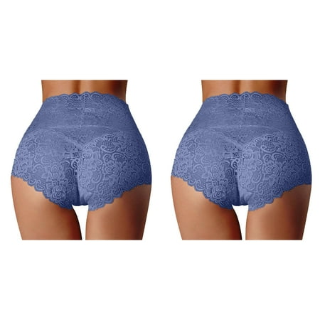 2 Pack New High Waist Underwear Women s Thin Hollow Lace Ladies Panties Pure Crotch Large Size Belly Briefs Sheer Panties Lingerie plus Size Panties for Women Variety Underwear for Women Teenage