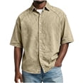 thumbnail image 6 of RongHuan Button Down Shirts for Men Casual Short Sleeve Cotton Shirt Summer Beach Outdoor Tops with Pocket, 6 of 8