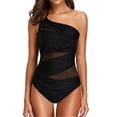 thumbnail image 1 of EYIIYE Women  Plus Size One Piece Mesh See Through One Shoulder Swimwear, 1 of 5