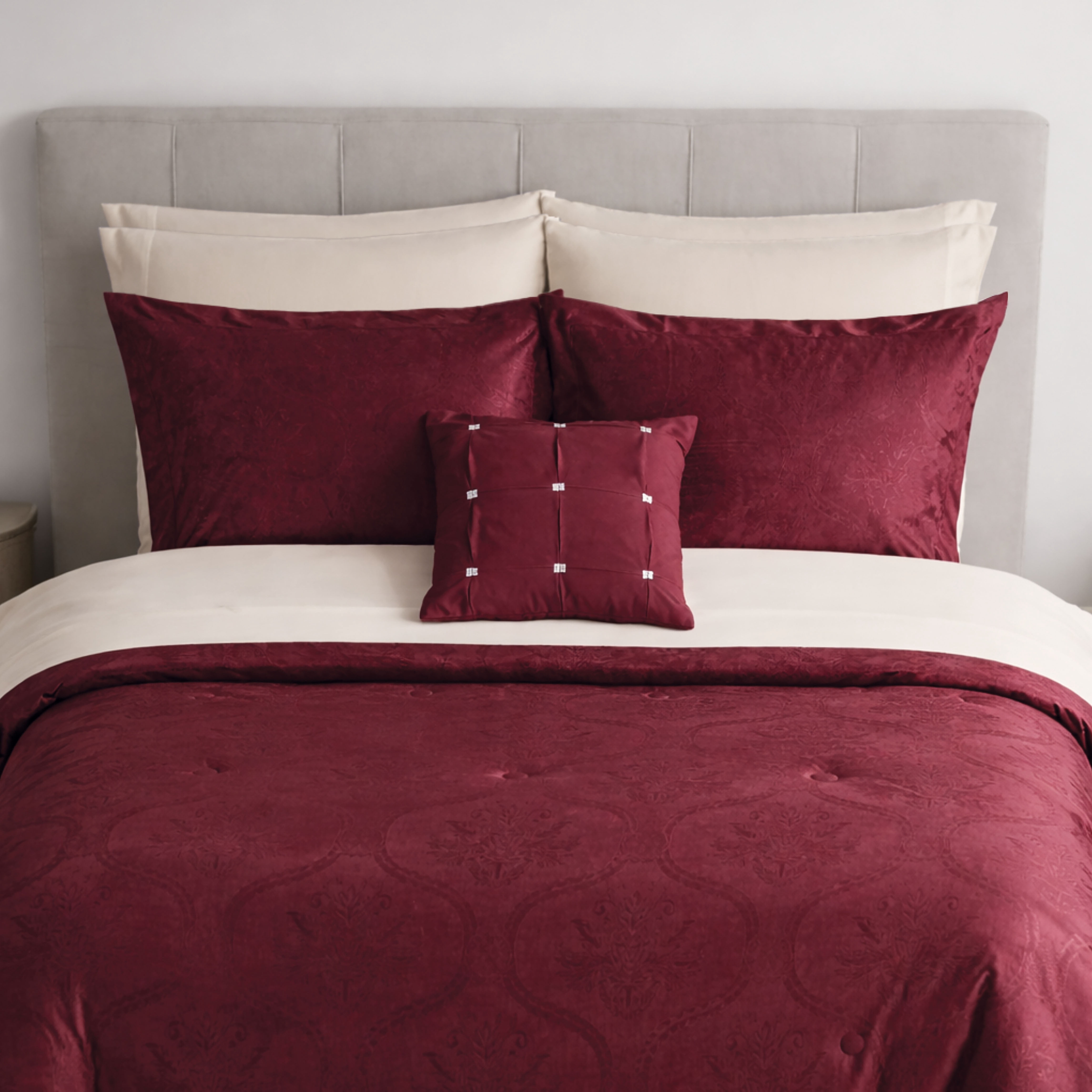Mainstays All in One Reversible Comforter and Sheet Set- 11 Piece, Full, Red Velvet