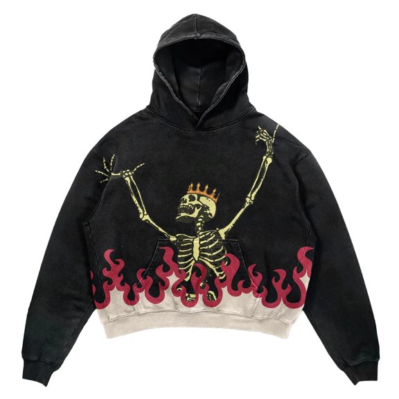 Halloween Y2K Gothic Skull Skeleton Print Hoodie Halloween Graphic Streetwear Pullover Sweatshirt