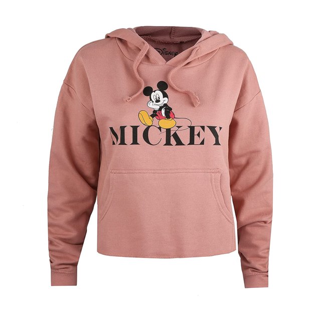 Disney - Sudadera Corta Chill de Mickey Mouse para Mujer (Rosa Intenso, Negro)