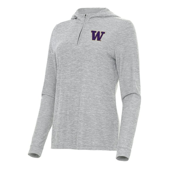 Women's Antigua Heather Gray Washington Huskies Daybreak Quarter-Zip Hoodie