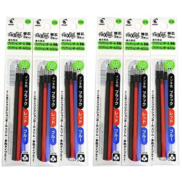 Recargas de Tinta de Gel Pilot FriXion Ball 0.5mm Paquete de 18 en Negro/Azul/Rojo