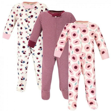 UPC: 0660168674460 | Touched by Nature Baby Girl Organic Cotton Zipper Sleep and Play 3pk  Blush Blossom  0-3 Months