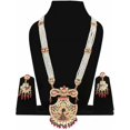 thumbnail image 3 of Artificial Imitation Jewellery Rajputana Rajasthani Style Traditional Ethnic Wear Gold Plated Peacock design Pendant Pearl Long Rani Haar Necklace set, 3 of 3