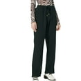 thumbnail image 7 of High Waisted Linen Pants Women Elastic Waist Ankle Length Wide Leg Maternity Crop Pants Drawstring Pull on Lightweight Gauze Pants with Pockets Light Black XXL, 7 of 7