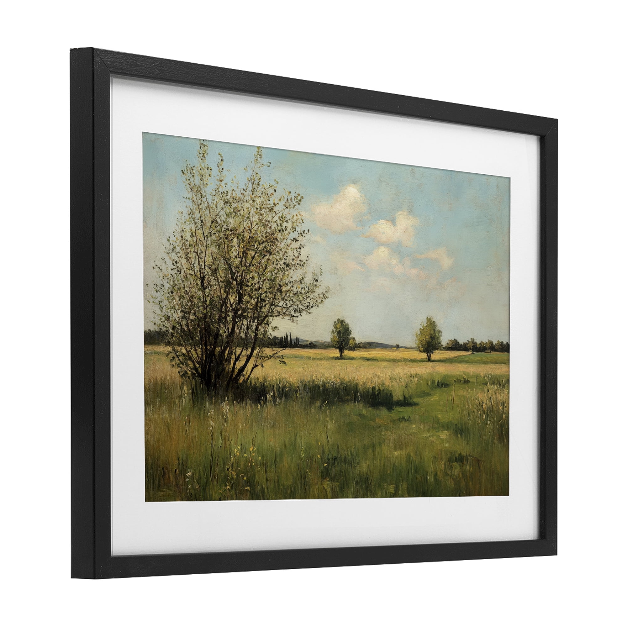 Stupell Industries Peaceful Meadow Under Serene Sky Black Framed Print Under Glass, design by Petal Prints Design