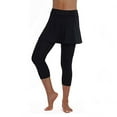 thumbnail image 3 of Solid Color Cropped Activewear Yoga Pants, Women'S Casual Skirt Leggings Tennis Pants Sports Fitness Cropped Culottes Black, 3 of 9