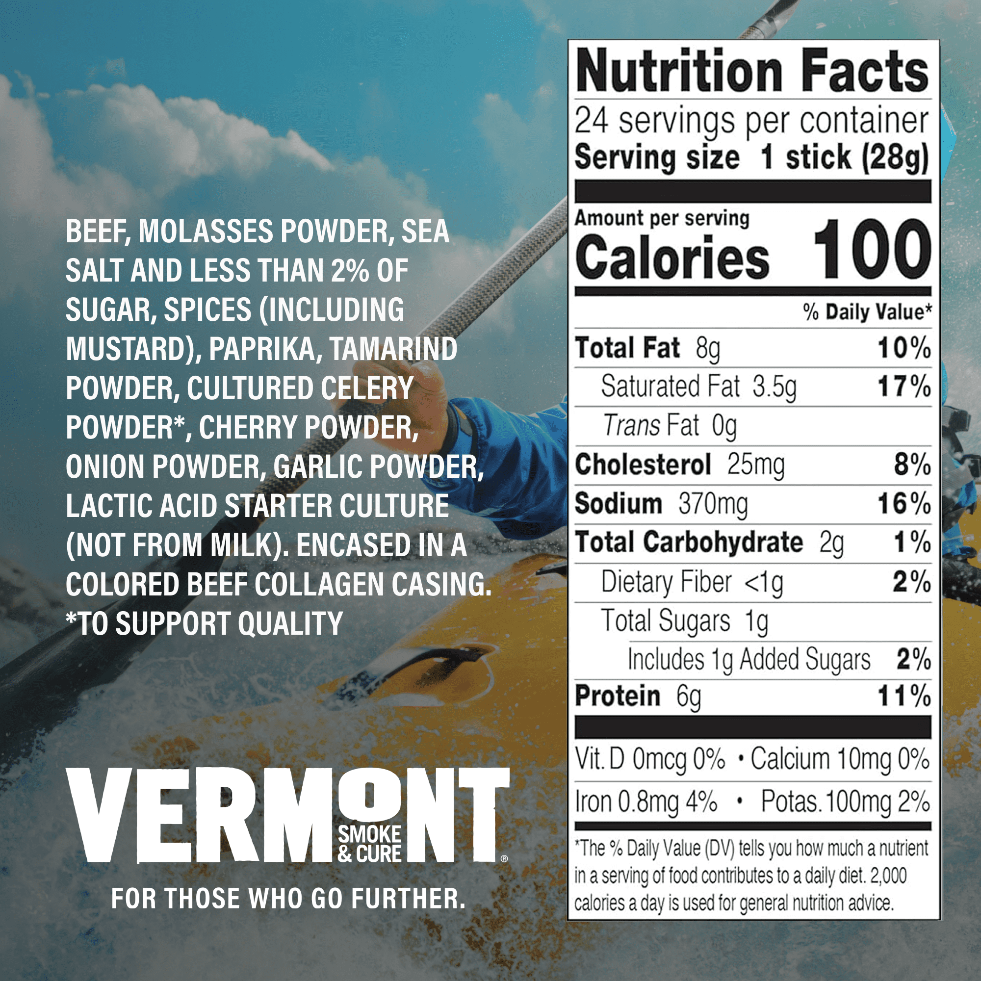Vermont Smoke & Cure BBQ Seasoned Beef Sticks 1 oz Individually Wrapped Premium Protein Snacks 24 Ct