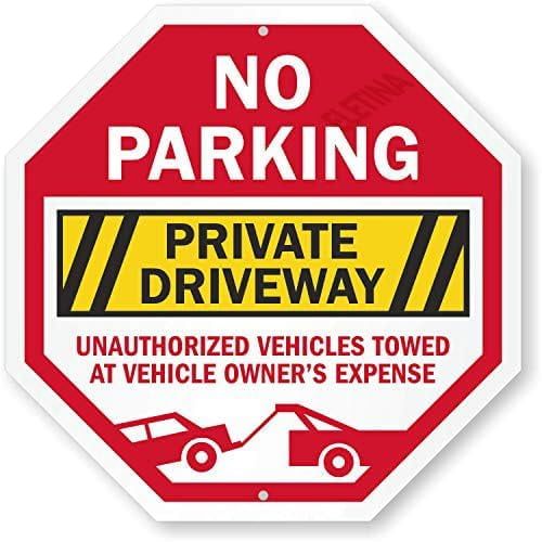 Octagon Signs No Parking Private Driveway Signs, Unauthorized Vehicles Towed at Vehicle Owner's Expense Sign Metal Tin Sign for Outdoor & Indoor 12"x12"