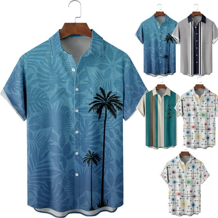 

Big Men s Button Down Short Sleeve Hawaii Shirts with Chest Pocket Soft Clothes Size 100-170/XXS-8XL
