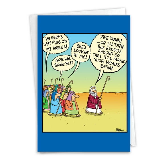 NobleWorks Funny Father's Day Greeting Card with Envelope - Moses Threat Design