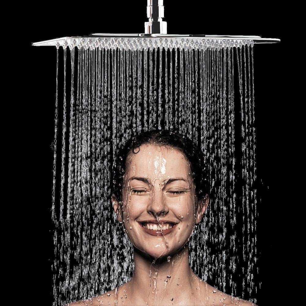Shower Head, 12'' Stainless Steel Rainfall Shower  Rain Square Ultra-Slim Shower  (No Arm Included)