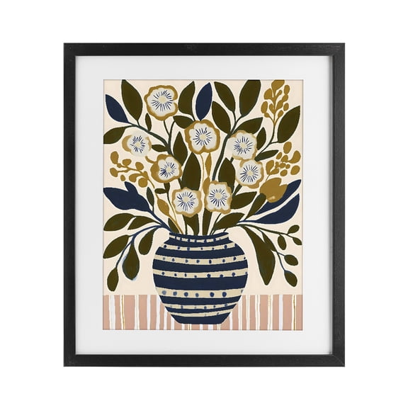 Stupell Industries Eclectic Wild Bloom Boho Arrangement Black Framed Print Under Glass, 13 x 16, by Creative Studio