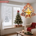 thumbnail image 3 of Elegant Metal Hanging Christmas Tree Wind Spinner - Intricate Red & Gold Patterns Golden Star Top Perfect for Yard & Garden Decor, 3 of 7