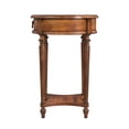 thumbnail image 3 of HomeRoots 489001 26 in. Antique Cherry Solid & Manufactured Wood Round End Table with Drawer & Shelf, 3 of 3