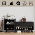 thumbnail image 5 of Entryway Shoe Storage Bench 50 Inches, Hidden Cabinet and Shelf Design for 16 Pairs of Shoes, Versatile Living Room Bedroom Furniture, Black Vintage Style, 5 of 6