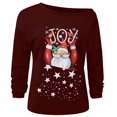 thumbnail image 3 of Christmas Sweatshirt off Shoulder Santa Sweater Shirt Crewneck Pullover for Lady, 3 of 10