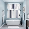thumbnail image 3 of Blue Vertical Striped Kitchen Curtains Sets for Windows 24 Inch Length, White Minimalist Modern Rod Pocket Window Treatments Tier Curtains and Valances Set for Bedroom/Bathroom, 3 of 8