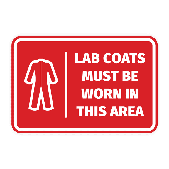 Signs ByLITA Classic Framed Lab Coats Must Be Worn In This Area Door or Wall Sign Easy Installation | Health And Safety | Building And Hospitality Sign (Red) - Large