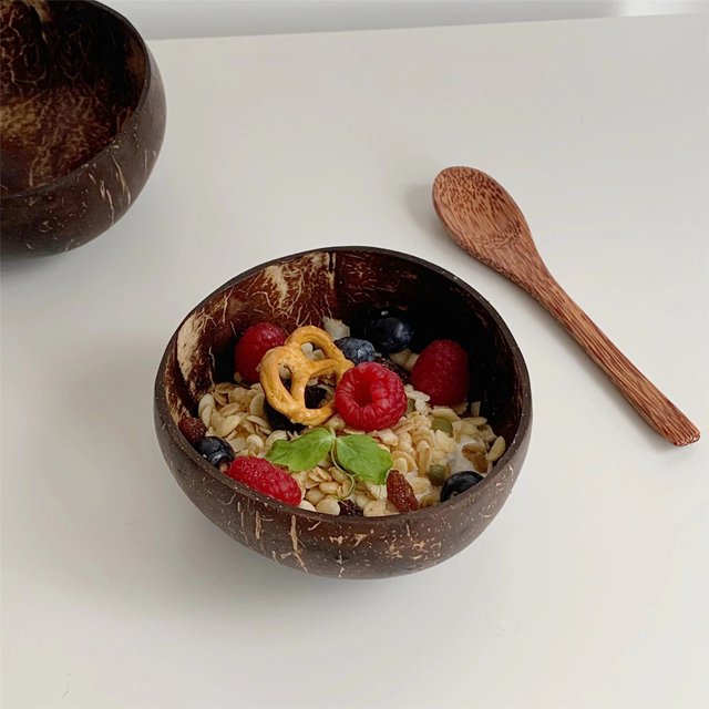 Cuenco de ramen de coco con cucharas, juego de vajilla para el hogar, cuenco de avena para desayuno de 11-13cm