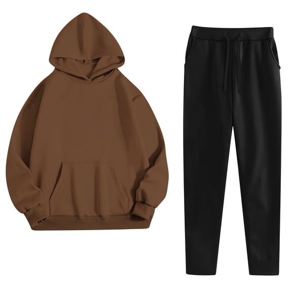 Edvintorg Casual Two Piece Sets for Women Fall Clothes Fashion Long Sleeve Hooded Sweatshirt and Jogger Pants Tracksuit Lounge Set