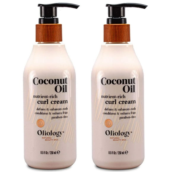 Oliology Coconut Oil Curl Cream - Defines & Enhances Curls & Waves | Botanically Infused | Conditions &Reduces Frizz | Made In Usa Cruelty Free & Paraben Free (8.5Oz/2 Pack)