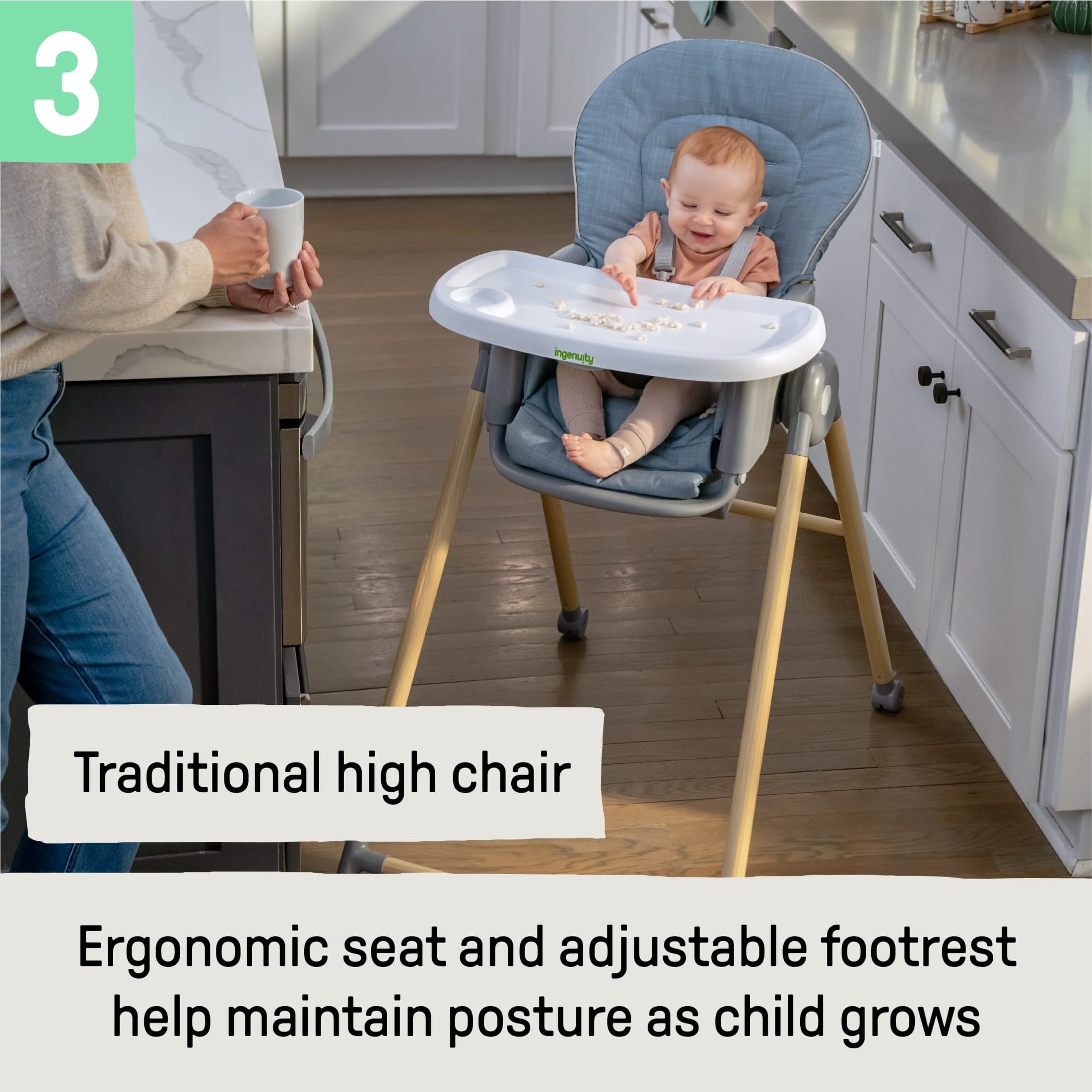 Ingenuity Proper Positioner Deluxe High Chair - Unisex, For Ages 0-60 Months