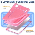 thumbnail image 5 of Case for iPad Air 11 inch (2026 M4/2025 M3/2024 M2), 3-in-1 Silicone Tablet Case with 180° Adjustable Stand, Shoulder Strap, Pink, 5 of 7