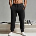 thumbnail image 3 of Men Waffle Jogger Pants Drawstring Elastic Waist Sweatpants with Pocket,Casual Comfy Home Outdoor or Sports Daily Wear,Black,XL, 3 of 9