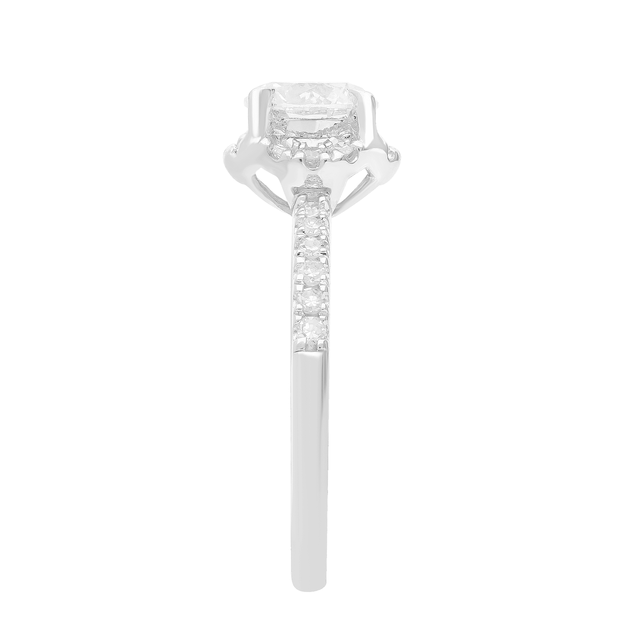 Brilliance Fine Jewelry Round 1.5 Carat Lab Grown Diamond Halo Bridal Ring in Sterling Silver