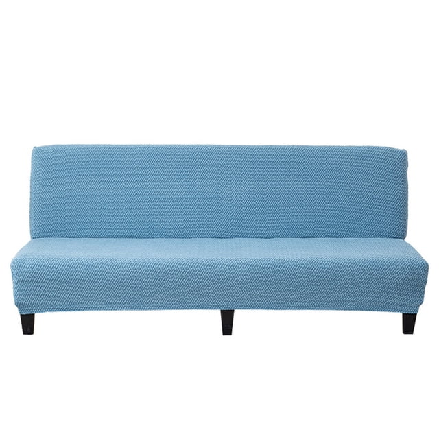 Cover Stretch Sofa Bed Slipcover Protector Elastic Feature Rich Textured High Small Checks Jacquard Fabric Futon Cover, Machine Washable,(M, lake blue)