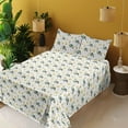thumbnail image 2 of Ambesonne Bird Print Fitted & Flat Sheet with Sham 3 Pcs Set, Boho Sun and Moon Print, Twin, Pale Earth Yellow Ivory, 2 of 5