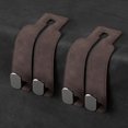 thumbnail image 1 of KINIVA - Ganchos de almacenamiento para reposacabezas de asiento de coche, juego de 2 ganchos dobles de piel sintética de ante (marrón), 1 of 1