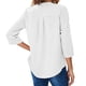 thumbnail image 2 of Tops De Manga Tres Cuartos, Blusa Casual De Mujer Con Cremallera Trasera Con Volantes De Color Puro Para El Trabajo Para El Club Para Dama ANGGREK Blanco L, 2 of 5