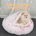 thumbnail image 3 of Cat Bed Round Soft Plush Burrowing Cave Hooded Cat Bed Donut for Dogs & Cats, Faux Fur Cuddler Round Comfortable Self Warming Pet Bed, 3 of 6