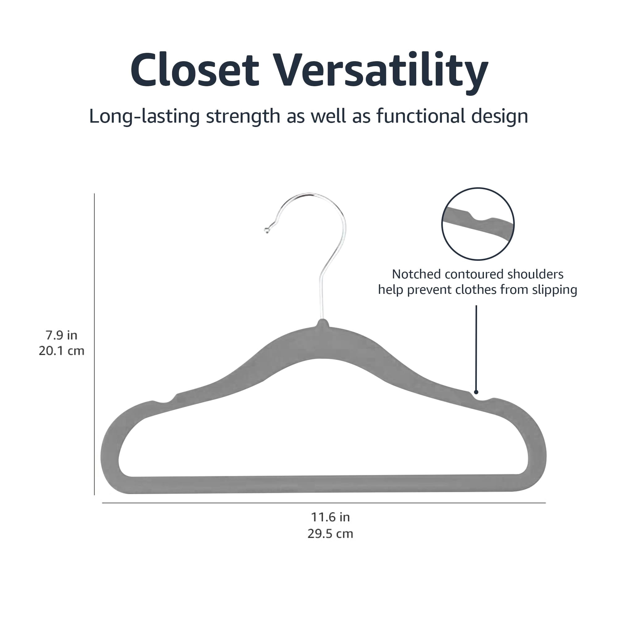 Children's Velvet Non-Slip Hanger, Space Saving, Shoulder Groove, Solid Wardrobe Finishing Hanger 11.6 Inch, Beige Pack of 30