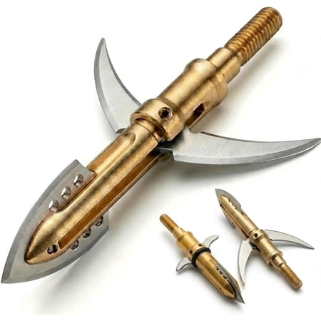 3 Blade Mechanical Expandable Broadheads O-Ring Retention 100 Grain 2 Ih Cut Chisel Hybrid Tip 8-32 for Crossbow & Compound Bow Bolts 500 FPS Crossbow Tested 4 Pack