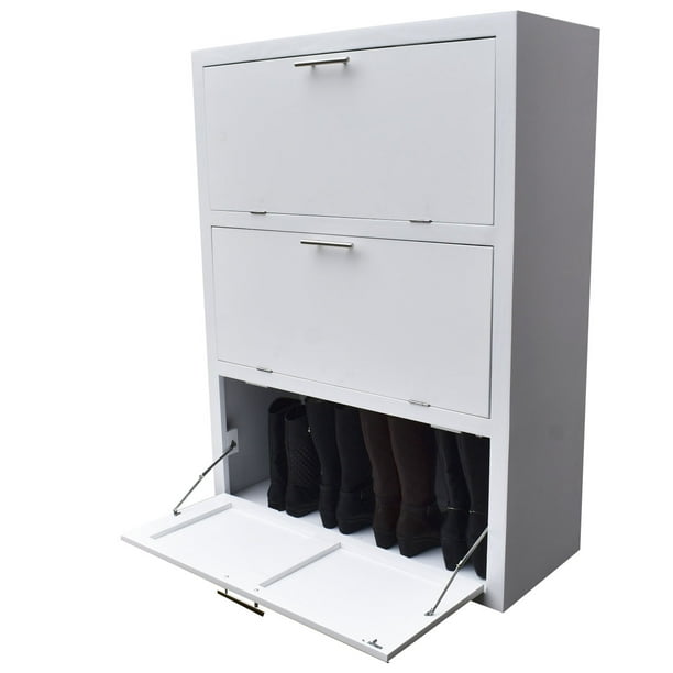 HOGARE, Mueble zapatero Blanco de madera 24 pares+ espacio para botas hogare Zapatero 24 pares+ espacio para botas