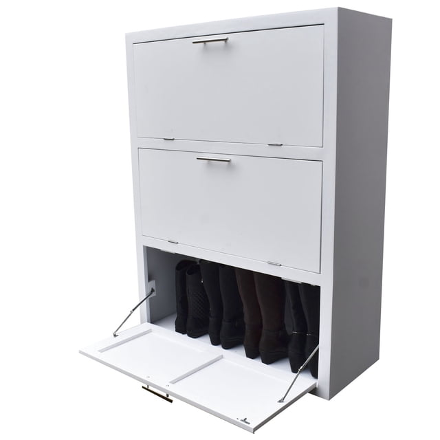 HOGARE, Mueble zapatero Blanco de madera 24 pares+ espacio para botas hogare Zapatero 24 pares+ espacio para botas