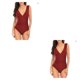 thumbnail image 4 of Soidarity Traje de baño ajustado con volantes sexy para mujer Traje de baño con cuello en V profundo Ahueca hacia fuera sin espalda Ropa de baño Rojo L 2piezas Soidarity CBP582094, 4 of 6
