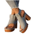 thumbnail image 4 of Caywon Women Gladiator Sandals, Chunky Heel Toe Ring, Ankle Strap Thick Sole Dressy, Comfortable Ladies Shoes Sandalias Cuña Mujer, 4 of 9