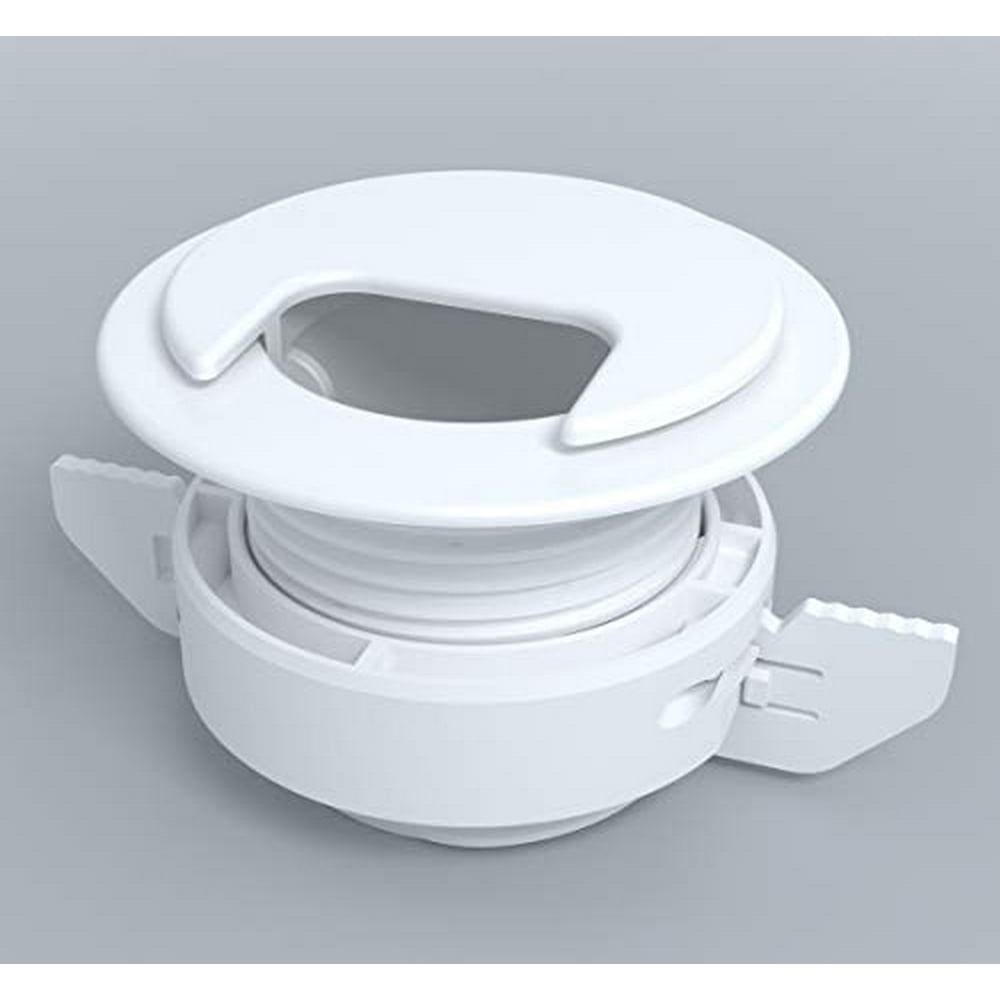Twist Lock Grommet (White) Cable, Wire, Cord Management Self Locking Grommet with Cover for