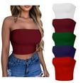 thumbnail image 6 of Lovskoo Womens 5 Pack Tube Tops Crop Tops Going Out Strapless Basic Backless Bandeau Bra Summer Outfits 2024 Y2K Clothes Red + Purple + Green + Burgundy + White, 6 of 6