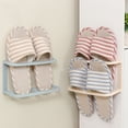 thumbnail image 4 of Masteelf 2pcs Wall Mounted Foldable Slipper Storage Shelf Rack Double-Deck Shoe Storage Organizer (Beige and Blue), 4 of 8